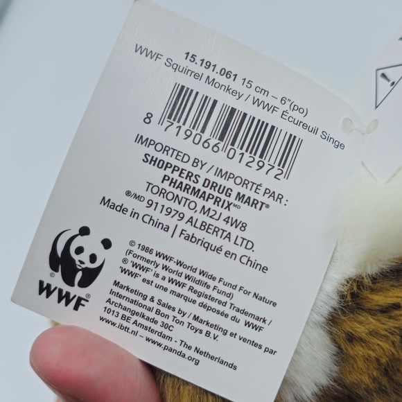 WWF Squirrel Monkey Stuffed Animal Plush - Picture 5 of 7